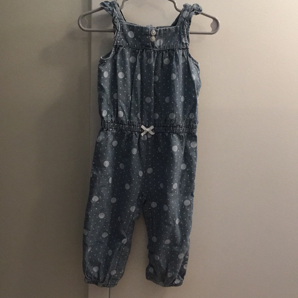 Carter’s Chambray & Polka Dot Romper - 12 Months